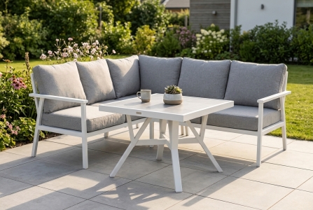 Brafab Samvaro High Eckloungeset wei&szlig; inkl. Polster 199x199cm, 1 Tisch 90x90x65cm