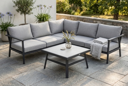 Brafab Samvaro Low anthrazit Ecklounge 232x232cm inkl. Polster, 1 Loungetisch 90x90x50cm