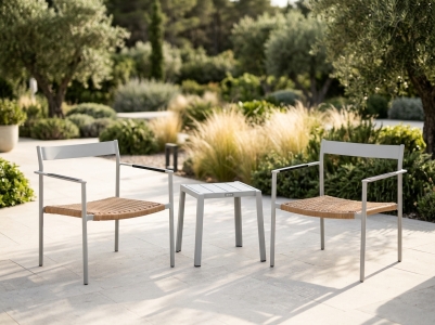 Brafab DK - Delia Gartenm&ouml;bel-Loungeset hellgrau, 2 Loungesesse, 1 Hocker 45x40x39cm