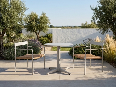 Brafab DK-Mill Loungeset hellgrau, 2 Loungesessel, 1 Loungetisch Durchm. 60x45cm