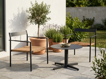 Brafab Mill-DK Loungeset anthrazit, 2 Loungesessel, 1 Loungetisch 60x45cm
