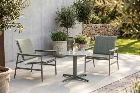 Brafab Mill-Soro Gartenm&ouml;bel-Loungeset nordic green, 2 Loungesessel, 1 Loungetisch  Durchm. 75cm, H49cm,