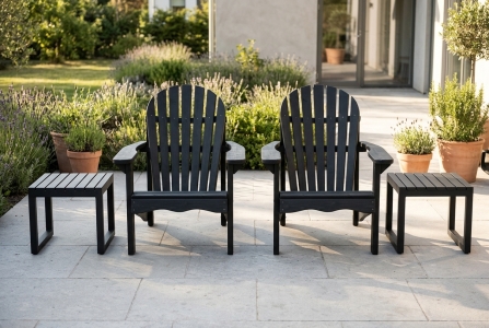 Brafab Skule-Vevi Gartenm&ouml;bel-Loungeset schwarz, 2 Relax-Liegest&uuml;hle, 2 Beistelltische 40x40x35cm