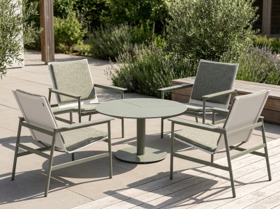 Brafab Soro-Peace Gartenm&ouml;bel-Loungeset nordic green, 4 Loungesessel inkl. Kissen, 1 Loungetisch rund 80cm, H46cm,