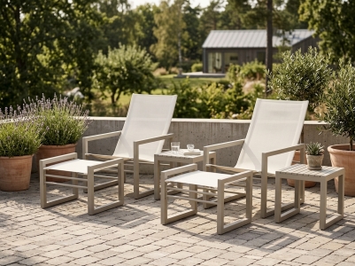 Brafab Vevi Loungeset khaki, 2 Loungesessel, 2 Fu&szlig;hocker, 2 Beistelltische