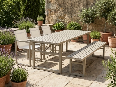 Brafab Vevi Gartenm&ouml;belset khaki, 3 Diningessel