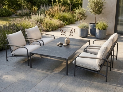 Brafab Hallavara-Lerberget Gartenm&ouml;bel-Loungeset anthrazit, 4 Loungesessel, 1 Kaffeetisch 162x112cm,