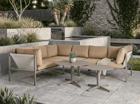 Brafab Allie-Mill Gartenmöbel-Eckloungeset 256x211x83cm inkl. Kissen, 2 Loungetische