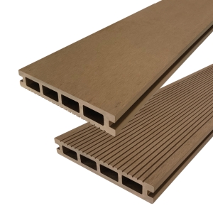 Elephant WPC Terrassendiele Hohlkammer Teakfarbe 25x160x4000mm fein geriffelt-geb&uuml;rstet Brandschutzklasse B
