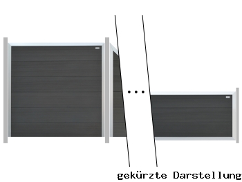4,82m Elephant Forte WPC anthrazit-Rahmen Alu Zaunreihe- ME62229