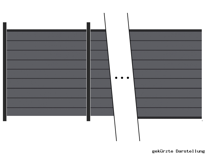 31,21m Steckzaun WPC-Alu Modular Steingrau/Anthrazit - 2 Meter hoch